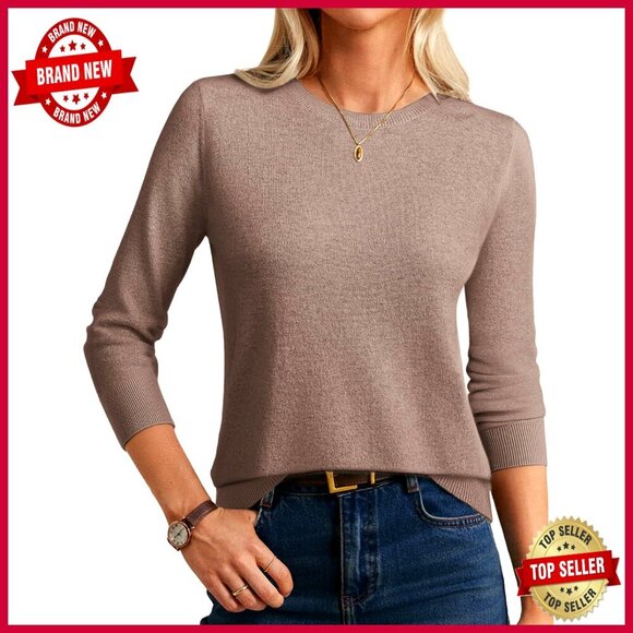 Sweaters - Cashmere Merino Wool Sweater Long Sleeve Crew Neck Fall Casual Chic